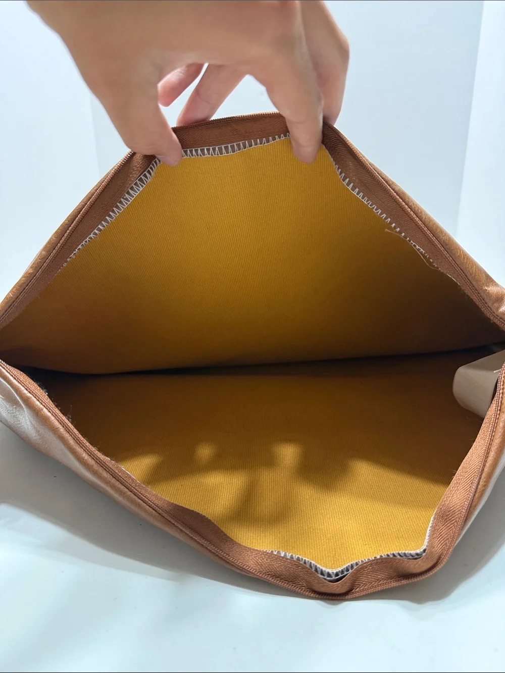 HOMFINER Faux Leather Pillow in Warm Cognac